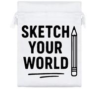 Azeeda 20cm 'Sketch Your World Artist Statement With Penci' Satin Drawstring Bag/Pouch (SB00130131)