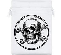 Azeeda 20cm 'Skull and Crossbones' Satin Drawstring Bag/Pouch (SB00161638)