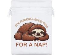Azeeda 20cm 'Sleepy Sloth Nap Time' Satin Drawstring Bag/Pouch (SB00154567)