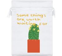 Azeeda 20cm 'Some Things Are Worth Waiting For' Satin Drawstring Bag/Pouch (SB00156959)