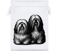 Azeeda 20cm 'Two Lhasa Apso Dogs' Satin Drawstring Bag/Pouch (SB00136111)