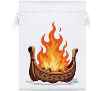 Azeeda 20cm 'Viking Funeral Pyre Ship' Satin Drawstring Bag/Pouch (SB00146699)