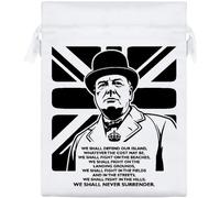 Azeeda 20cm 'We Shall Never Surrender' Satin Drawstring Bag/Pouch (SB00150987)