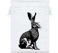 Azeeda 20cm 'Wild Hare Resting' Satin Drawstring Bag/Pouch (SB00146619)