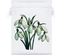Azeeda 20cm 'Wild Snowdrop Flowers' Satin Drawstring Bag/Pouch (SB00140635)