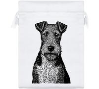 Azeeda 20cm 'Wire Fox Terrier Portrait' Satin Drawstring Bag/Pouch (SB00134967)