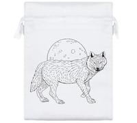 Azeeda 20cm 'Wolf & Full Moon' Satin Drawstring Bag/Pouch (SB00130223)