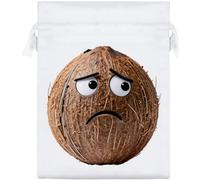 Azeeda 20cm 'Worried Coconut' Satin Drawstring Bag/Pouch (SB00159246)