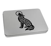 Azeeda 220mm 'Celtic Howling Wolf' Metal Hinged Tin/Storage Box (TT00286848)