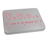 Azeeda 220mm 'Love Is All Around Us' Metal Hinged Tin/Storage Box (TT00334839)