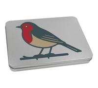 Azeeda 220mm 'Robin on a Branch' Metal Hinged Tin/Storage Box (TT00292920)