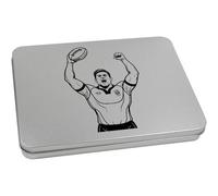 Azeeda 220mm 'Rugby Player Celebrating' Metal Hinged Tin/Storage Box (TT00321369)