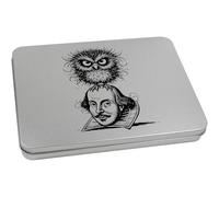 Azeeda 220mm 'William Shakespeare With Owl' Metal Hinged Tin/Storage Box (TT00266943)