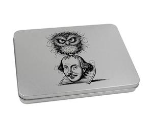 Azeeda 220mm 'William Shakespeare With Owl' Metal Hinged Tin/Storage Box (TT00266943)