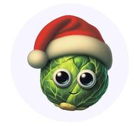 Azeeda 24 x 'Brussels Sprout Santa Hat' Round Stickers - 4cm (SK00075842)