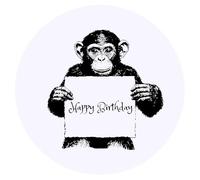Azeeda 24 x 'Happy Birthday with Chimpanzee' Stickers - for Crafts, Scrapbooking and Labelling (SK00075690)