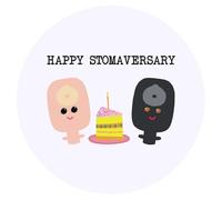 Azeeda 24 x 'Happy Stomaversary' Stickers - for Crafts, Scrapbooking and Labelling (SK00075668)