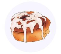 Azeeda 24 x 'Iced Cinnamon Bun' Round Stickers - 4cm (SK00072754)