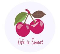 Azeeda 24 x 'Life is Sweet Cherries ' Round Stickers - 4cm (SK00074234) | Labels for Crafts, Scrapbooking, Journals, Gifts and Packaging