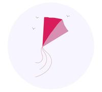 Azeeda 24 x 'Pink Kite Flying High' Round Stickers - 4cm (SK00067835)