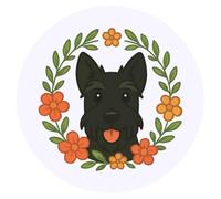 Azeeda 24 x 'Scottish Terrier Floral Wreath' Stickers - for Crafts, Scrapbooking and Labelling (SK00076231)