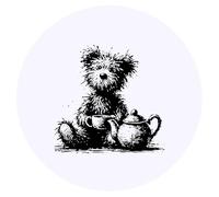 Azeeda 24 x 'Scruffy Teddy Tea Time' Round Stickers - 4cm (SK00075390)