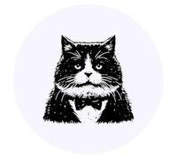 Azeeda 24 x 'Scruffy Tuxedo Cat' Round Stickers - 4cm (SK00072061)