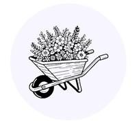 Azeeda 24 x 'Wheelbarrow Planter' Round Stickers - 4cm (SK00068334)