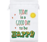 Azeeda 25cm 'A Good Day To Be Happy' Satin Drawstring Bag/Pouch (SB00132508)