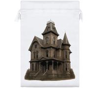 Azeeda 25cm 'Abandoned Haunted Victorian House' Satin Drawstring Bag/Pouch (SB00133672)