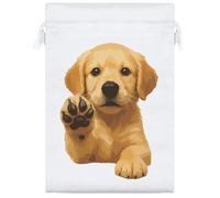 Azeeda 25cm 'Adorable Golden Retriever Puppy' Satin Drawstring Bag/Pouch (SB00129764)