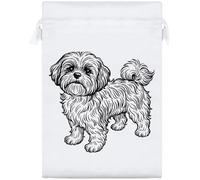 Azeeda 25cm 'Adorable Shih Tzu Dog Standing' Satin Drawstring Bag/Pouch (SB00148828)