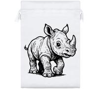 Azeeda 25cm 'Baby Rhino' Satin Drawstring Bag/Pouch (SB00154968)