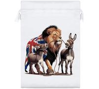 Azeeda 25cm 'British Lion Led By Donkeys' Satin Drawstring Bag/Pouch (SB00154808)