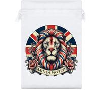 Azeeda 25cm 'British Patriot Lion Emblem' Satin Drawstring Bag/Pouch (SB00126904)