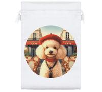 Azeeda 25cm 'Chic French Poodle' Satin Drawstring Bag/Pouch (SB00127660)