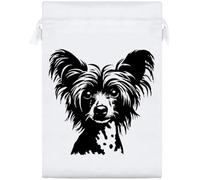 Azeeda 25cm 'Chinese Crested Dog Portrait' Satin Drawstring Bag/Pouch (SB00154520)