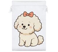 Azeeda 25cm 'Cute Bichon Frise Dog' Satin Drawstring Bag/Pouch (SB00129300)