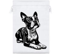 Azeeda 25cm 'Cute Boston Terrier' Satin Drawstring Bag/Pouch (SB00146576)