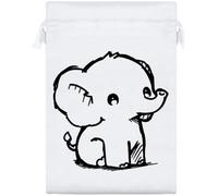 Azeeda 25cm 'Cute Elephant Sitting' Satin Drawstring Bag (SB00162607)