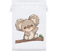 Azeeda 25cm 'Cute Happy Koala on Branch' Satin Drawstring Bag/Pouch (SB00158059)