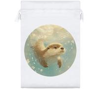 Azeeda 25cm 'Cute Otter Swimming' Satin Drawstring Bag/Pouch (SB00151216)