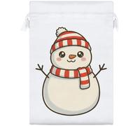 Azeeda 25cm 'Cute Smiling Snowman ' Satin Drawstring Bag/Pouch (SB00136532)