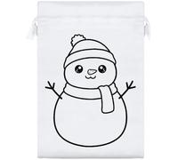 Azeeda 25cm 'Cute Smiling Snowman ' Satin Drawstring Bag/Pouch (SB00136536)