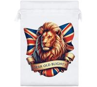Azeeda 25cm 'Dear Old Blighty British Lion' Satin Drawstring Bag/Pouch (SB00154688)