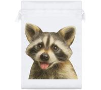 Azeeda 25cm 'Funny Raccoon' Satin Drawstring Bag/Pouch (SB00153464)