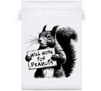 Azeeda 25cm 'Funny Squirrel Work For Peanuts' Satin Drawstring Bag/Pouch (SB00127340)