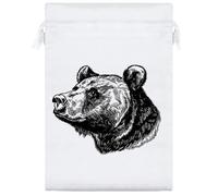 Azeeda 25cm 'Grizzly Bear Portrait' Satin Drawstring Bag/Pouch (SB00128976)