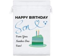 Azeeda 25cm 'Happy Birthday Son' Satin Drawstring Bag/Pouch (SB00133116)