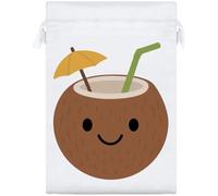 Azeeda 25cm 'Happy Coconut Drink' Satin Drawstring Bag/Pouch (SB00156844)